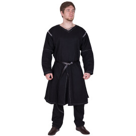 Středověká tunika s dlouhým rukávem Kragelund, černá