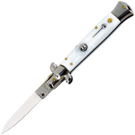 Levný vyhazovací nůž Stiletto, bílá