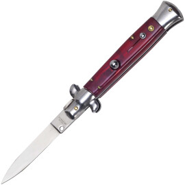 Levný vyhazovací nůž Stiletto, červená