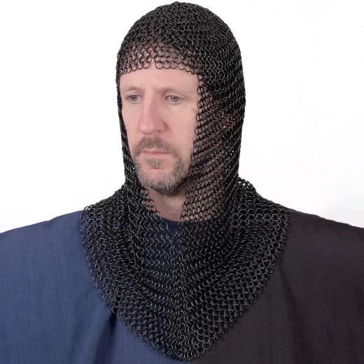 Chain mail coif with Vface, blackened Outfit4events