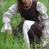Středověké šaty Cateline z jemné látky, hnědé