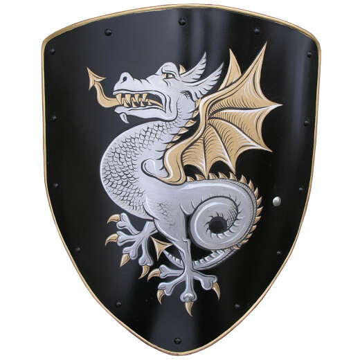 Wappenschild mit weißem Drachen