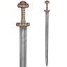Vikinský meč s rukojetí z bronzu, damašková ocel