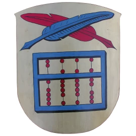 Wooden shield with coat of arms