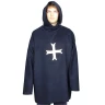 Kurze Mittelalter Ordenskutte mit Kreuz und Kapuze aus Baumwollduftin
