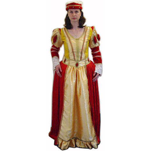 Damenkleid im Renaissancestil mit ovalem Panier