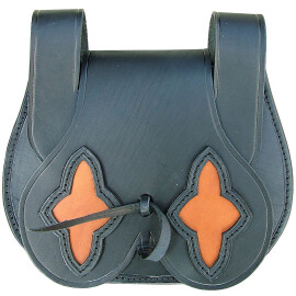 Leather belt pouch decorated with two stars