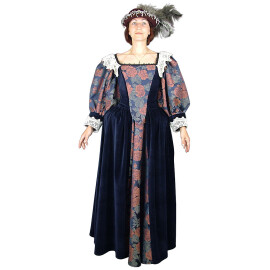 Baroque dress with a feather hat