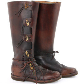 Vysoké vikinské boty s knoflíky z rohoviny