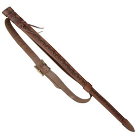 Back leather scabbard for a long sword