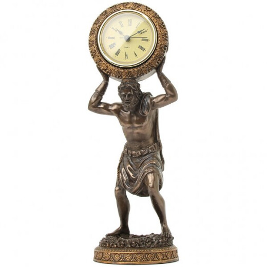 Atlas s hodinami, bronzová soška