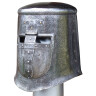 Crusader helmet with flap-up face guard