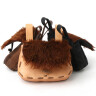 Leather bag with flap from beef fur