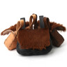 Leather bag with flap from beef fur