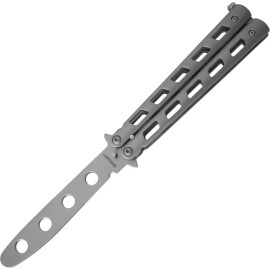 Metal Practice Butterfly Balisong Trainer Training Knife Dull Tool grey
