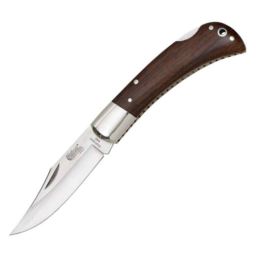 Pocketknife with handle cover from fine root wood