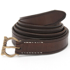 Leather belt with a buckle