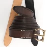Leather belt with a buckle