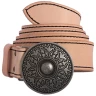 Leather belt with a sumptuously decorated buckle