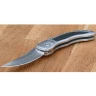 Switchblade / flick knife with slightly curved blade and antislip rubber insert im grip