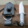 Survivor knife with compass and plenty of accessory