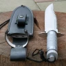 Survivor knife with compass and plenty of accessory
