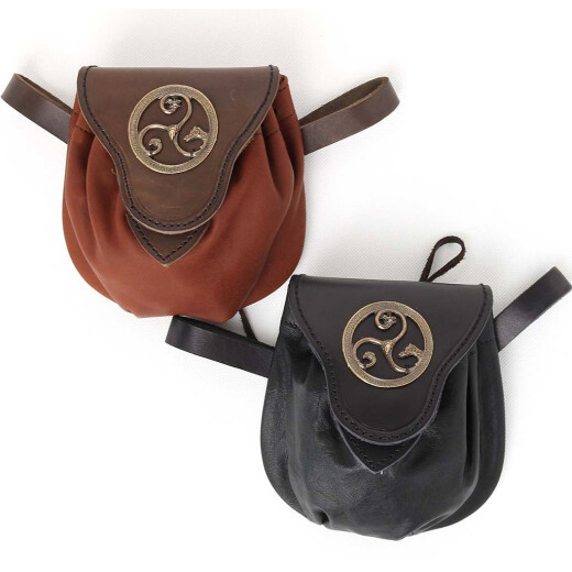 Celtic leather belt pouch Triskel