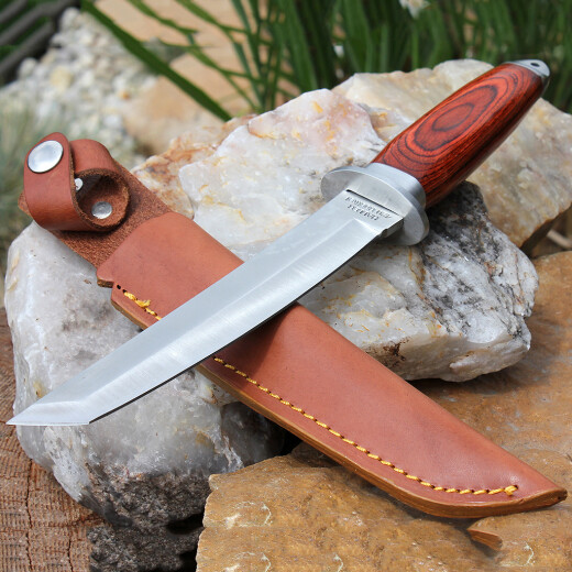 Solid Tanto knive with Pakka wood coating