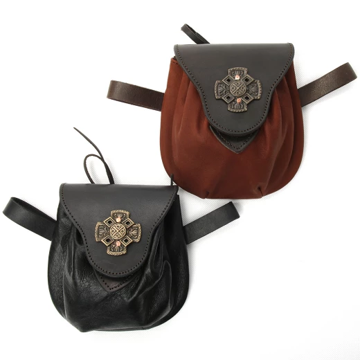 Kožená brašnička s keltským křížem