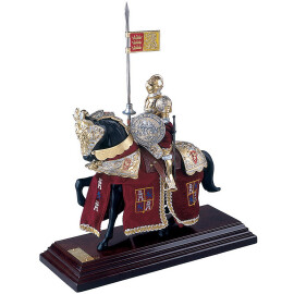 Ritter zu Pferd "Lancelot" mit roter Schabracke
