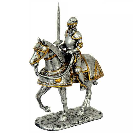 Ritter auf dem Pferd haltet Schwert, Statuette