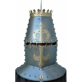 Great helm with a crown, gorget and fleur-de-lis