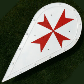 Almond-shaped shield with Maltese cross