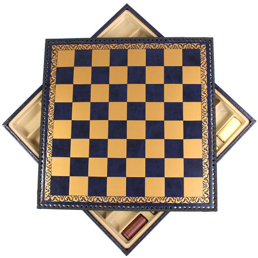 Chessboard 42,5cm blue-gold