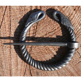 Hand forged iron cloak pin with leaves