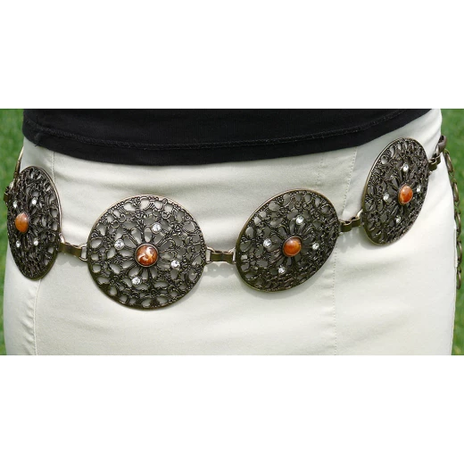 Chain belt with decorative buckles with brown stones - set of 5 - Sale