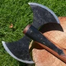 Viking double-edged axe with forged head
