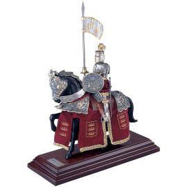 Französischer Ritter auf Pferd „König Artus“ mit roter Schabracke