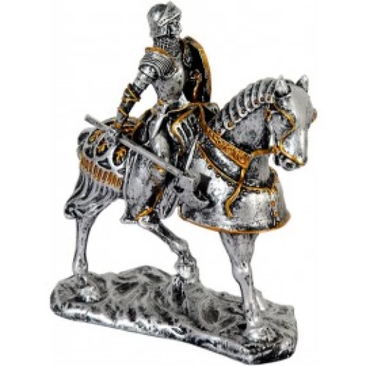 Statuette Ritter auf dem Pferd mit Axt und Schild