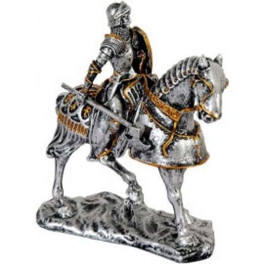 Statuette Ritter auf dem Pferd mit Axt und Schild