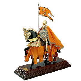 Resin Statue of a Knight on horseback, EQUESTRIAN ARMOR YELLOW