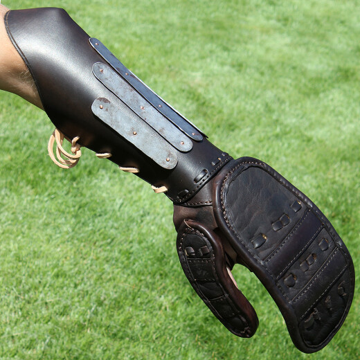 Leather combat gauntlet with metal fittings on the cuff, Sale