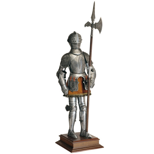 Ritter in Rüstung mit Helmbarte, 61cm Statuette