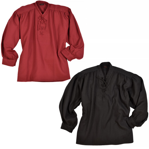 Structure shirt with stand-up collar and lacing