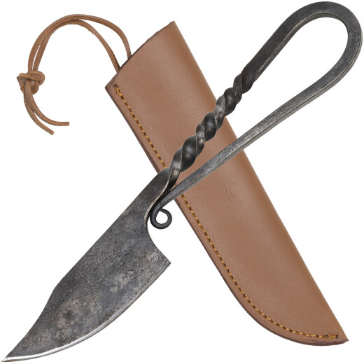 Klasický středověký nůž s koženým pouzdrem