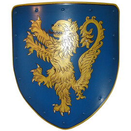 Erbovní štít dekorační žlutý lev na modrém poli