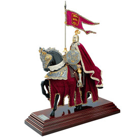 Resin Statue Knight on horseback, EQUESTRIAN ARMOR RED