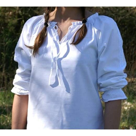 White medieval shirt with lace for ladies