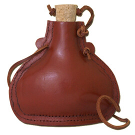 Steel flask, leather covered