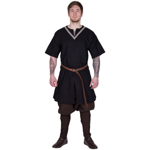 Středověká tunika s krátkým rukávem Flavien černá